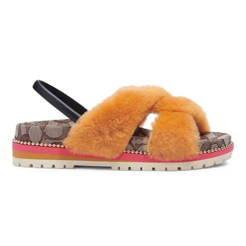 Coach Tally Shearling Butterscotch Sandals
